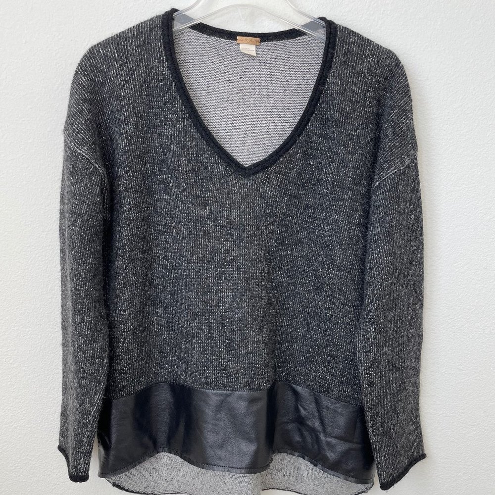 Zoe Couture Wool Cashmere V Neck Sweater Multi Textured